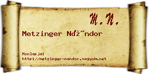 Metzinger Nándor névjegykártya